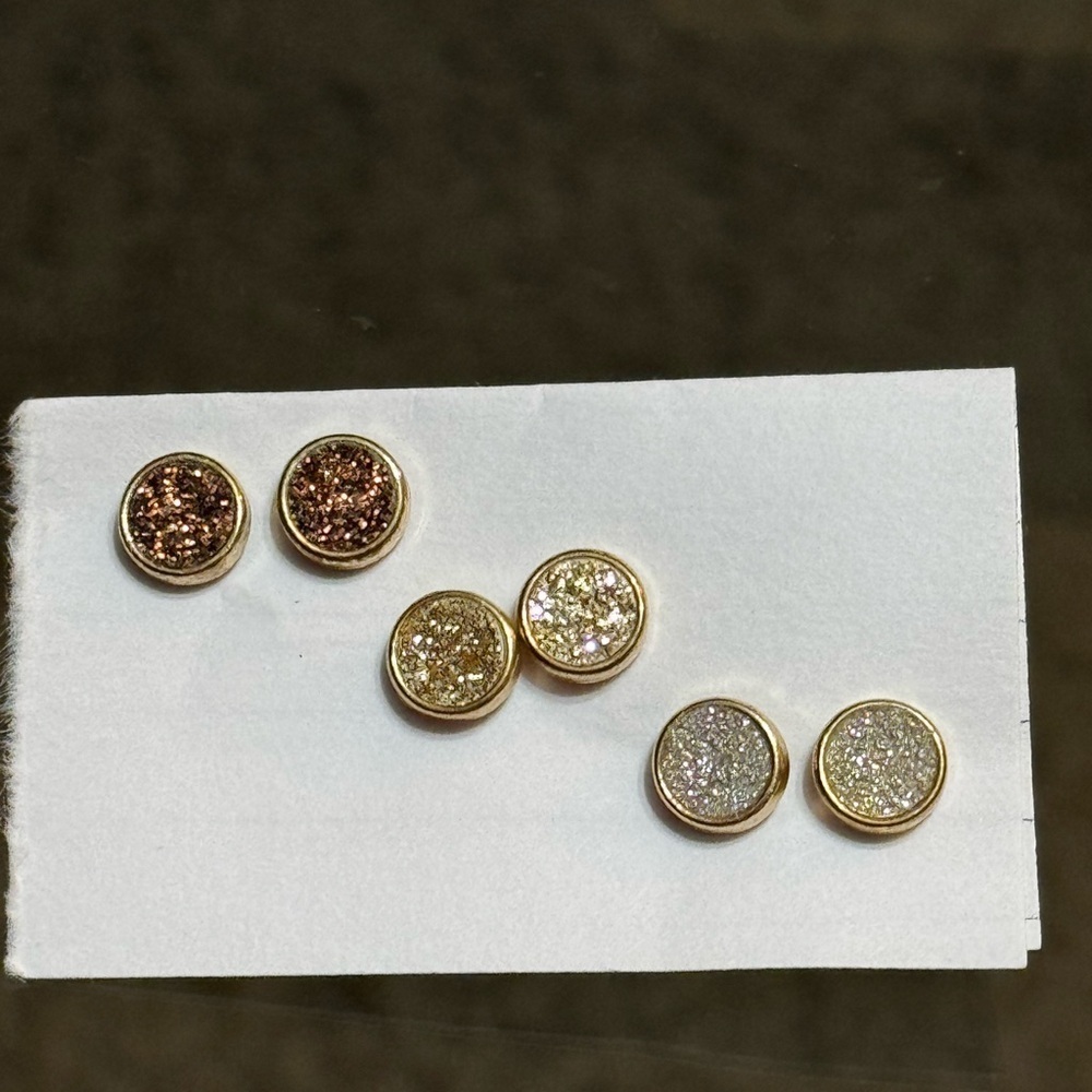 Assortment Gold Stud Earrings - Picture 3 of 3